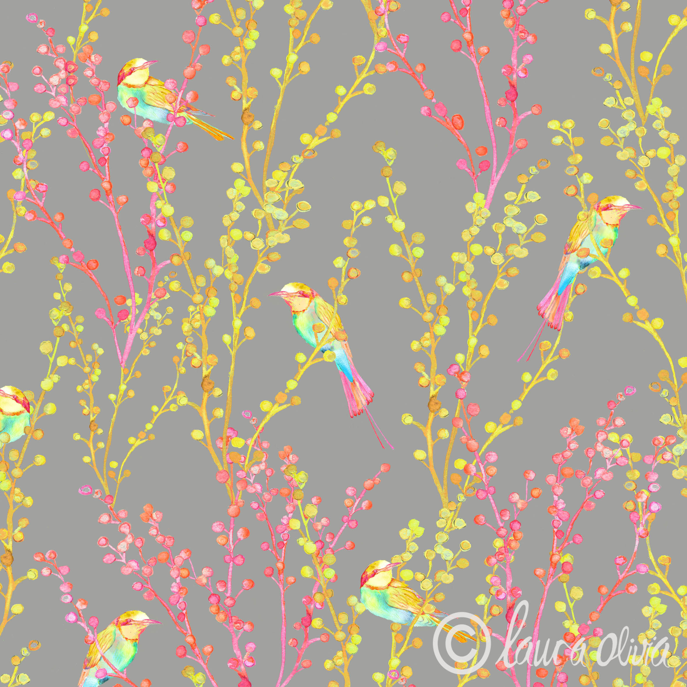 Boho Bee Slate Eaters Fabric