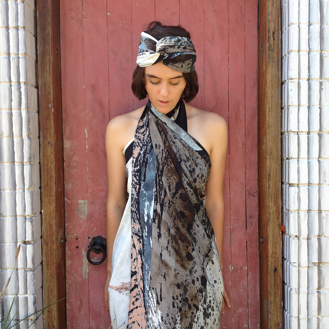 Vivien Haley Hibiscus square and rectangle silk scarves
